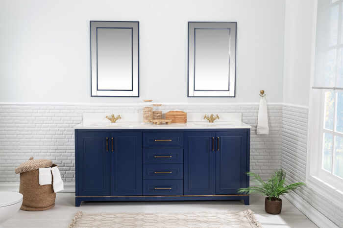 Set de mobilier de baie (3 bucati), Ontario 72 - Albastru inchis