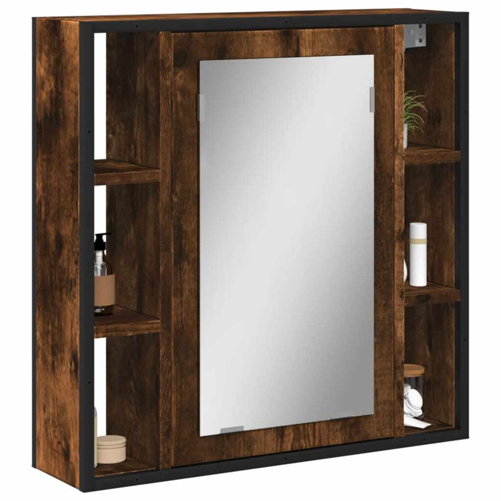 vidaXL Dulap baie cu oglindă stejar fumuriu 60x16x60 cm lemn compozit